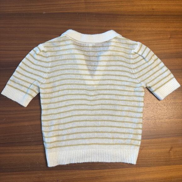 Pistola Billy Stripe Short Sleeve Collared Sweater, pistachio shell, size Large - Picture 3 of 7
